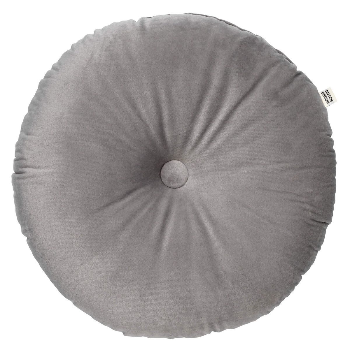 Dutch Decor Olly - Kussen Ø38 cm - Rond fluweel - Micro Chip - Grijs