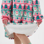 Textino Jolly Santa - Hoodie 70x110 cm - Volwassenen - Kerstmis - Geranium Roze - Roze