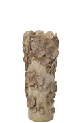 J-Line Cilindervaas Mushrooms - steengoed - ecru/beige - small