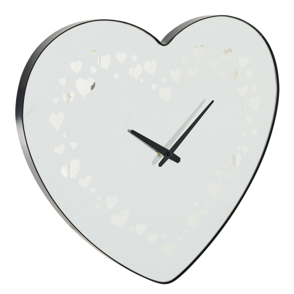 J-Line klok Hart - glas - zwart