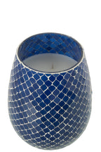 J-Line geurkaars Mia Mozaiek - Juniper Love - glas - blauw - M - 120U