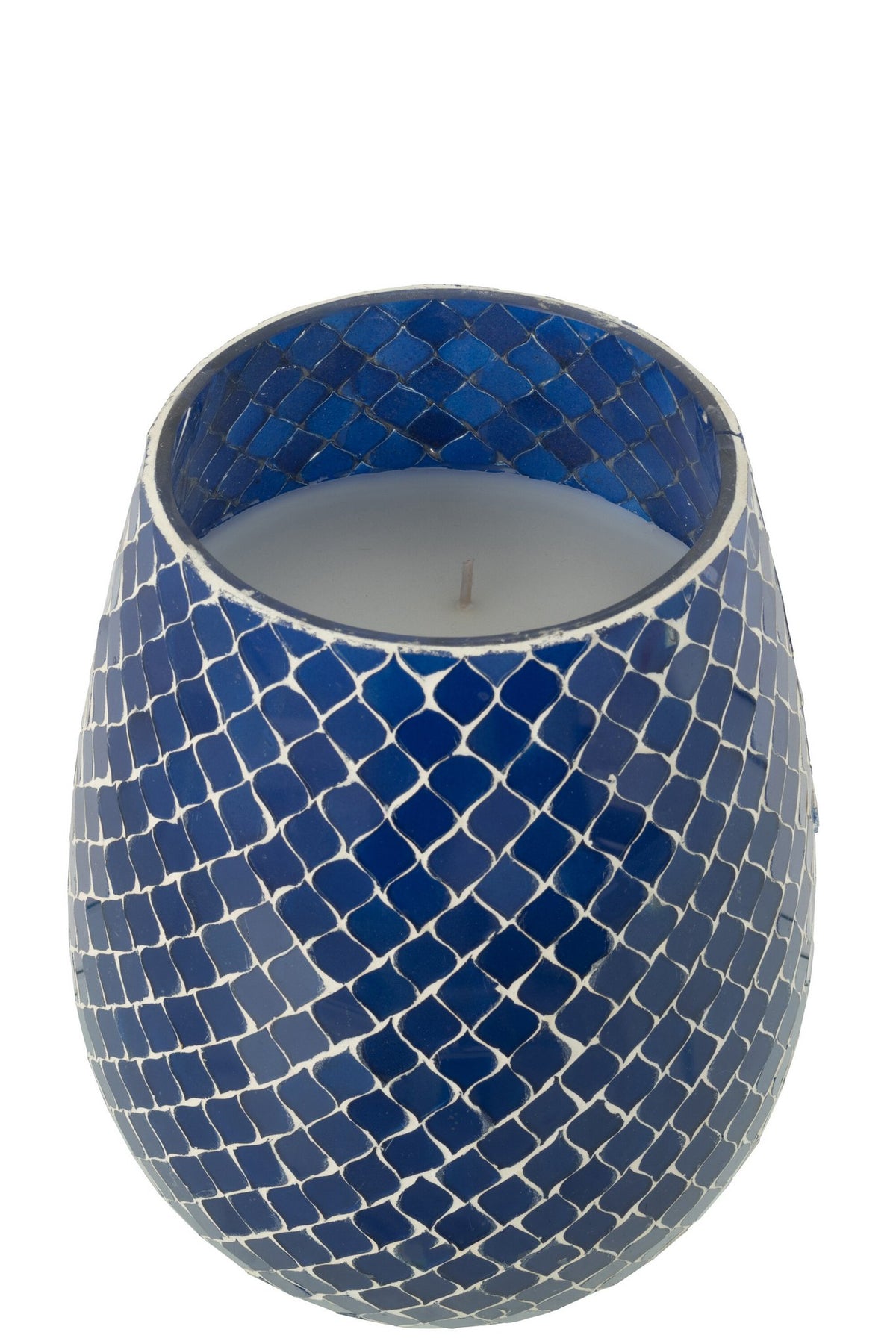 J-Line geurkaars Mia Mozaiek - Juniper Love - glas - blauw - M - 120U