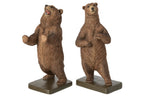 J-Line Boekensteunen beer - polyresin - bruin - set van 2