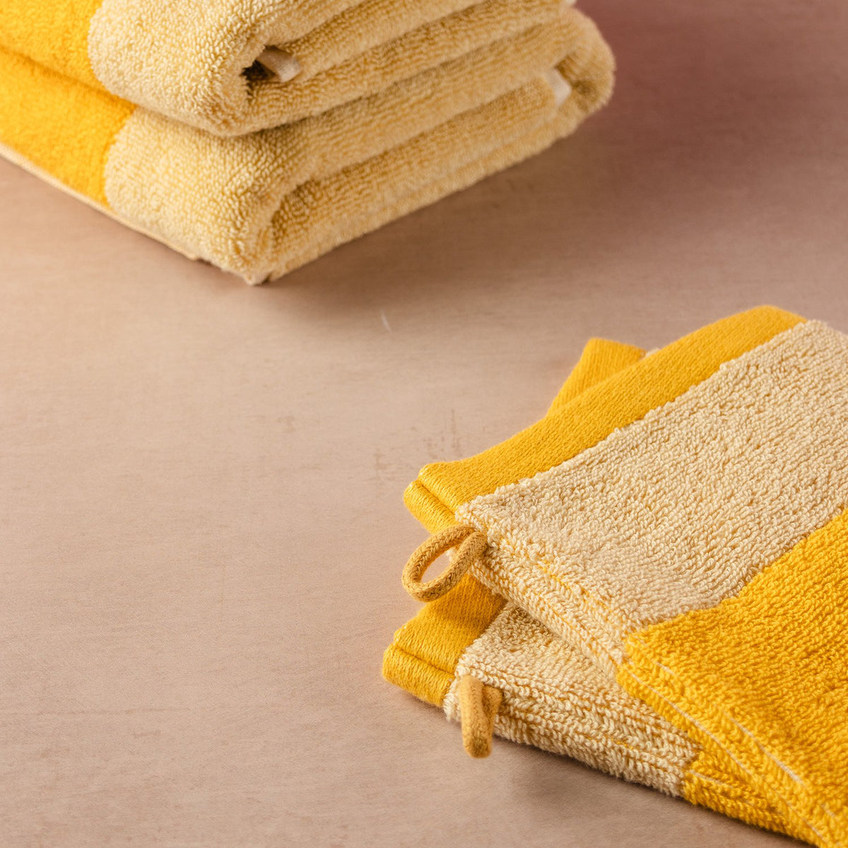 Washandschoen 15x21cm zonnig geel Pixie - Set van 2