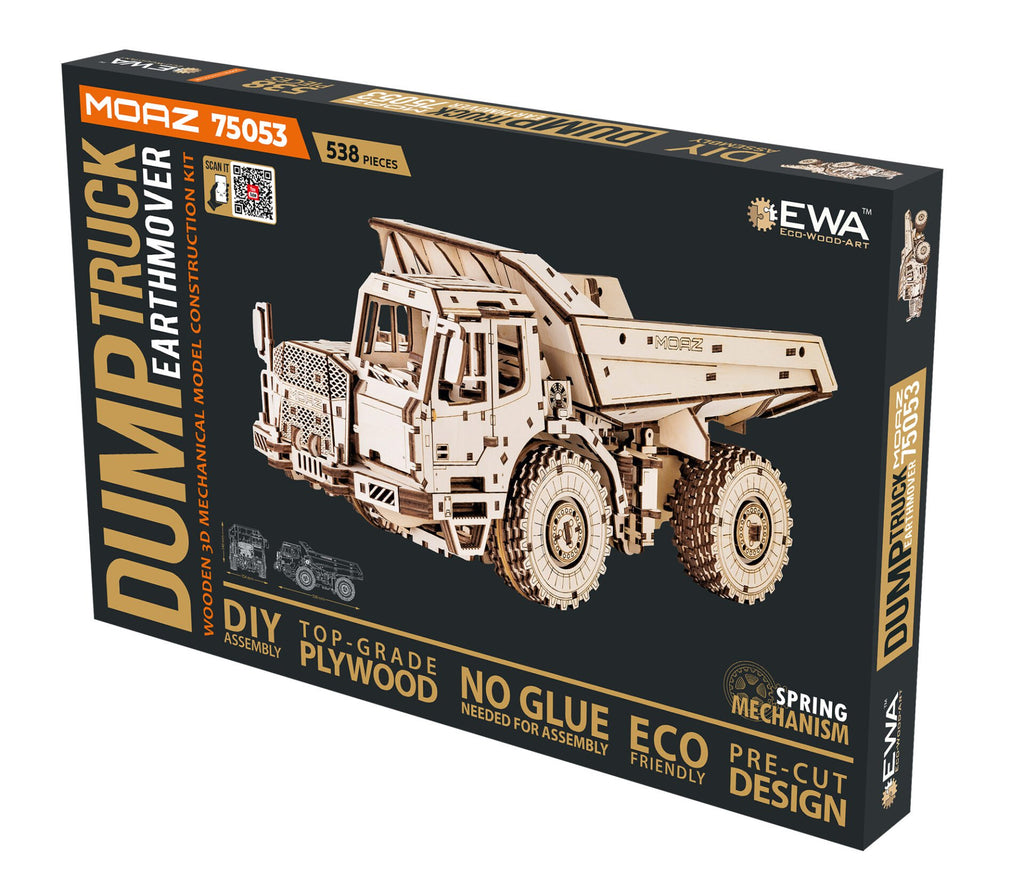 Eco Wood Art (EWA) 3D Houten Bouwset, Dumptruck-Earthmover Moaz 75053, 4226, 33,6x15,4x14,9cm