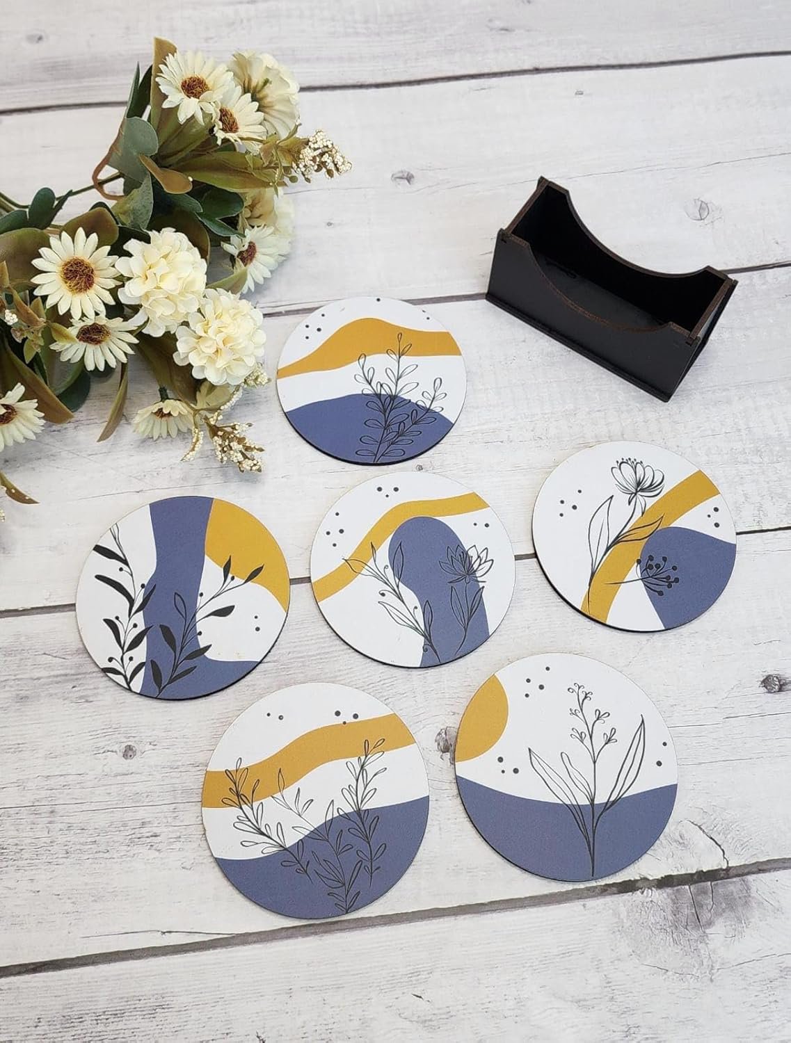 Orchid Design theeonderzetters set van 6 met standaard | Elegant huisdecor, Diwali en housewarming cadeau