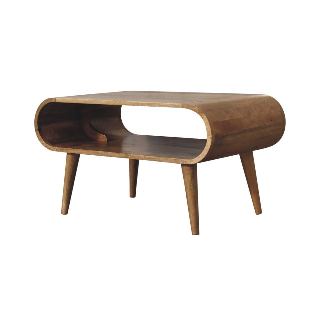 Massief houten open salontafel, licht eiken afwerking
