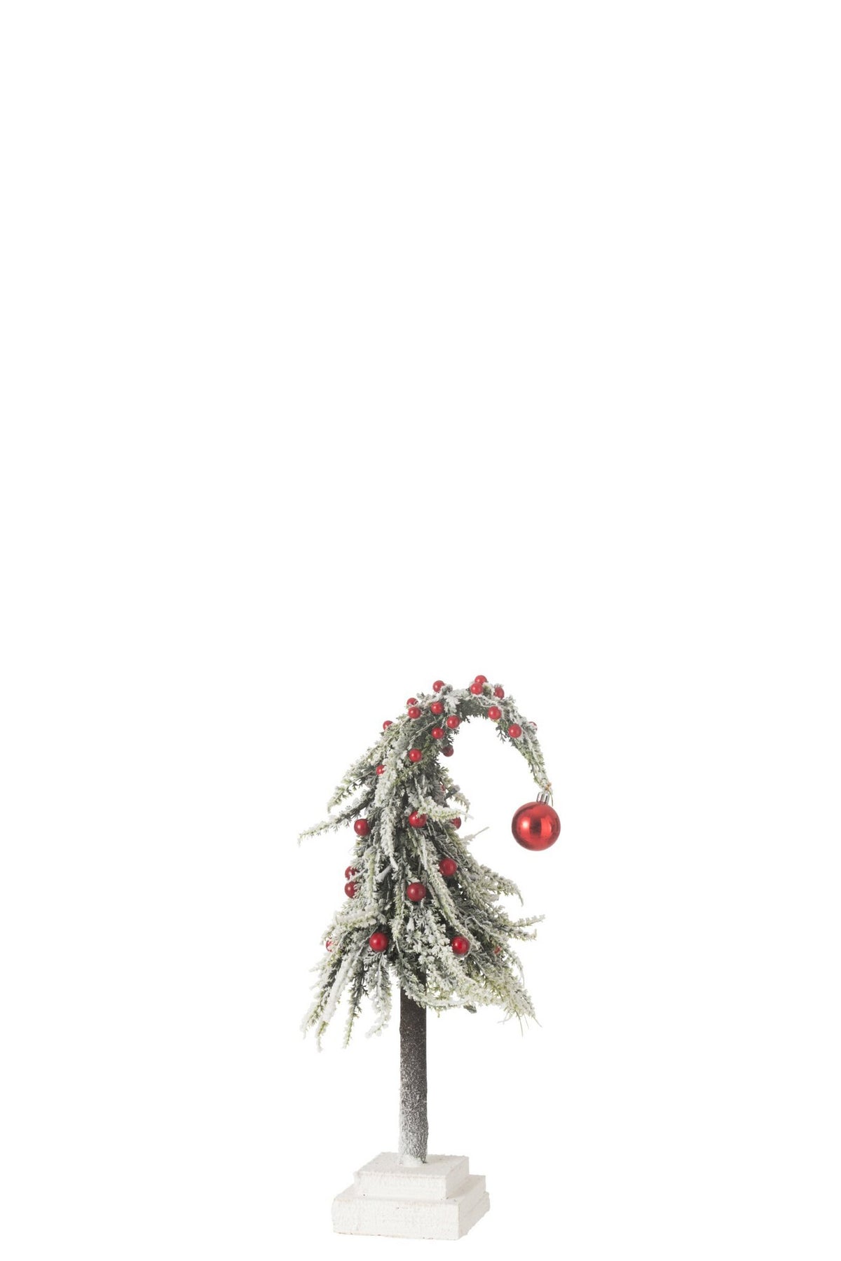 J-Line Kerstboom Muts+Led Kunststof Sneeuw Groen/Rood Small