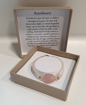 Damesarmband Rozenkwarts facet met Rozenkwarts connector kraal