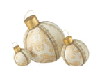 J-Line kerstbal Patroon - polyfoam/textiel - goud - large