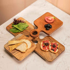 River Loop serveerplank – acaciahouten schaal – handgemaakt, modern lushandvat – set van 4