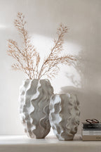 J-Line vaas Abstract Golven - klei - beige - large - 48 cm hoog