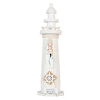 Decoratie Beeld Vuurtoren Ø 10x32 cm Wit MDF