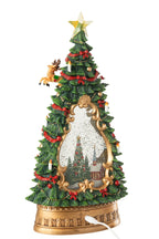 J-Line decoratie Kerstboom Dorp + Lichten - kunststof - mix