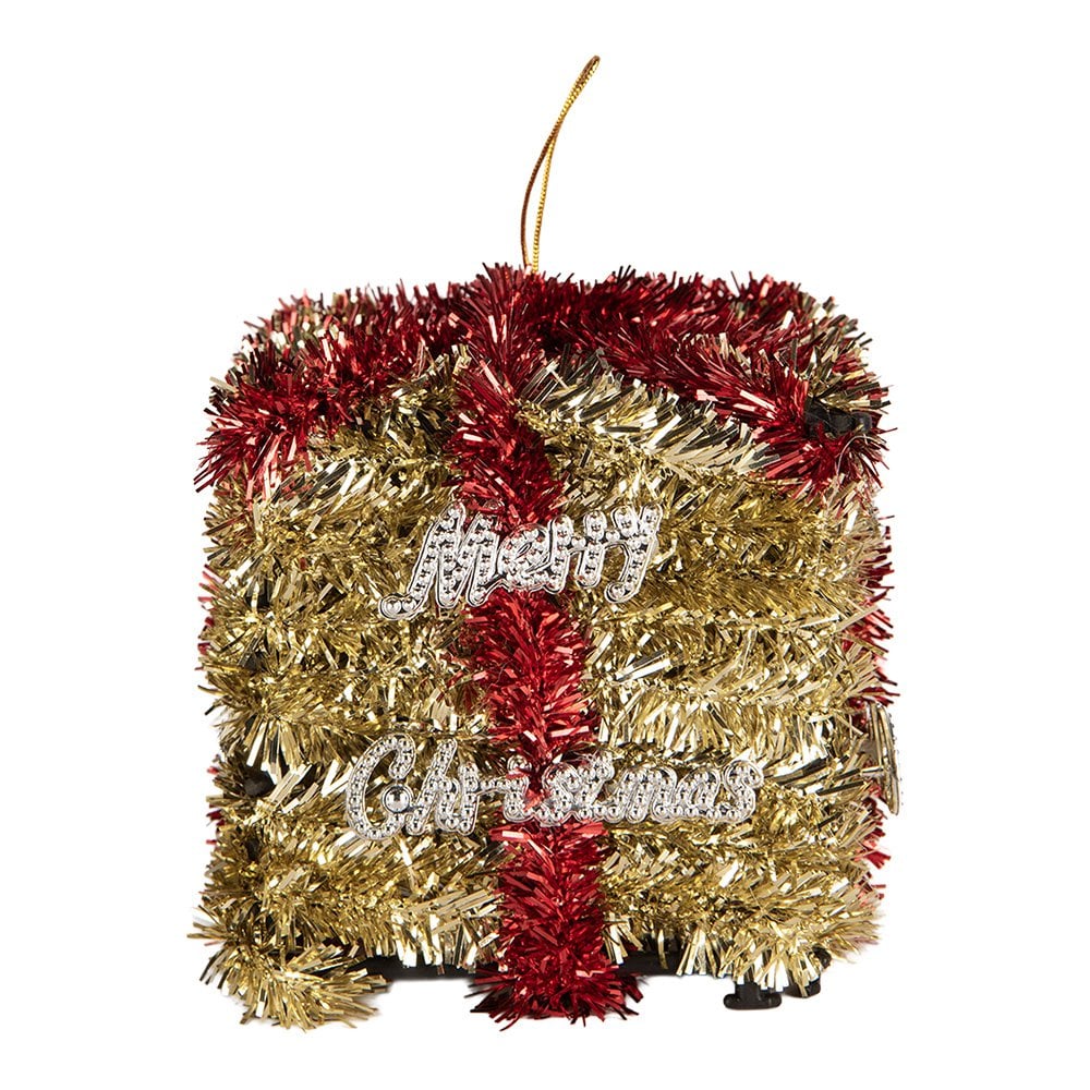 Kersthanger Cadeau 9x9x10 cm Goudkleurig Kunststof