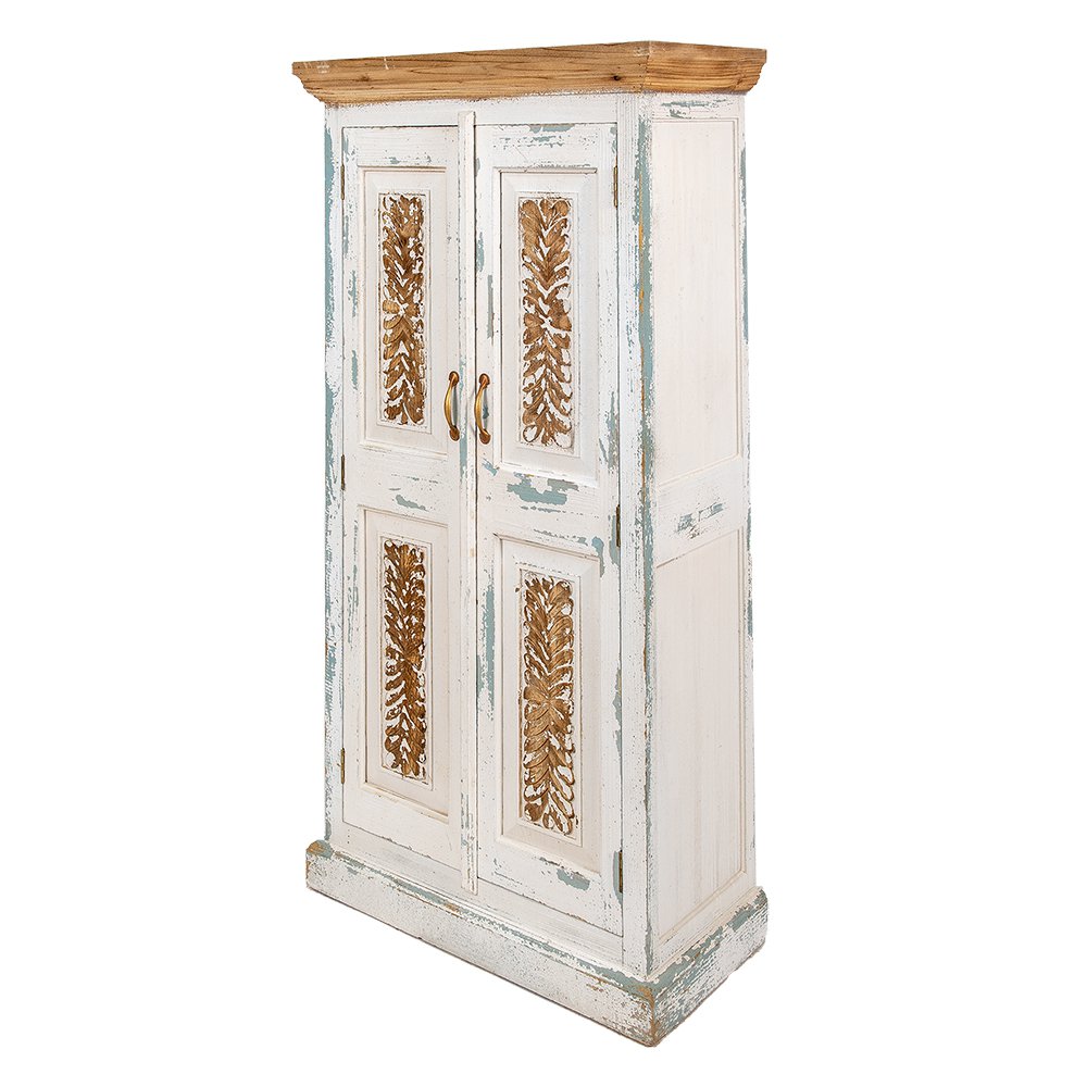 Wandkast Wit Bruin, Hout 76x38x151 cm