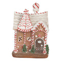 Gingerbread house met LED 16x12x23 cm Bruin Kunststof