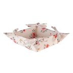 Broodmand 35x35x8 cm Beige Katoen Rozen Cadeau Keuken