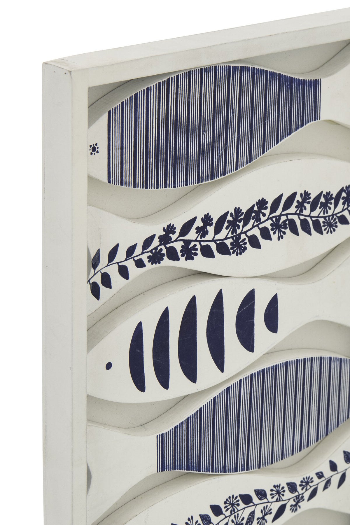 J-Line wanddecoratie Vis Motieven - hout - blauw/wit