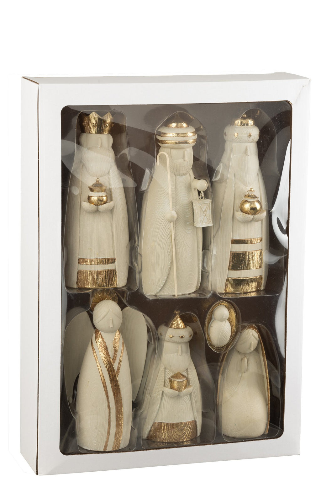J-Line Kerststal 7Delig Resine Wit/Goud