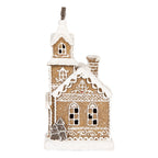 Gingerbread house met LED 14x12x23 cm Bruin Kunststof
