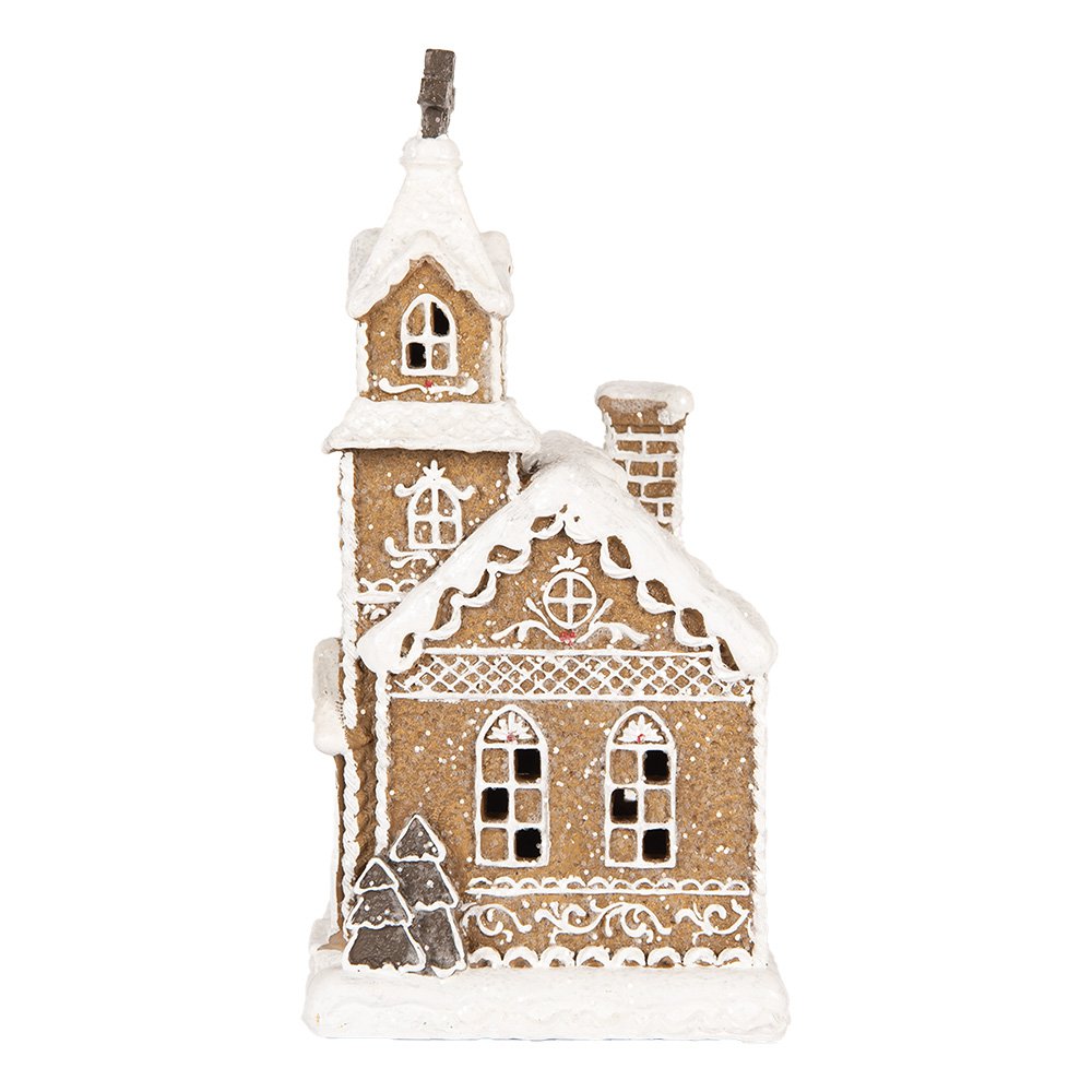 Gingerbread house met LED 14x12x23 cm Bruin Kunststof