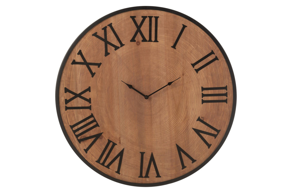 J-Line klok Nue - mdf/ijzer - naturel - large - Ø 60 cm