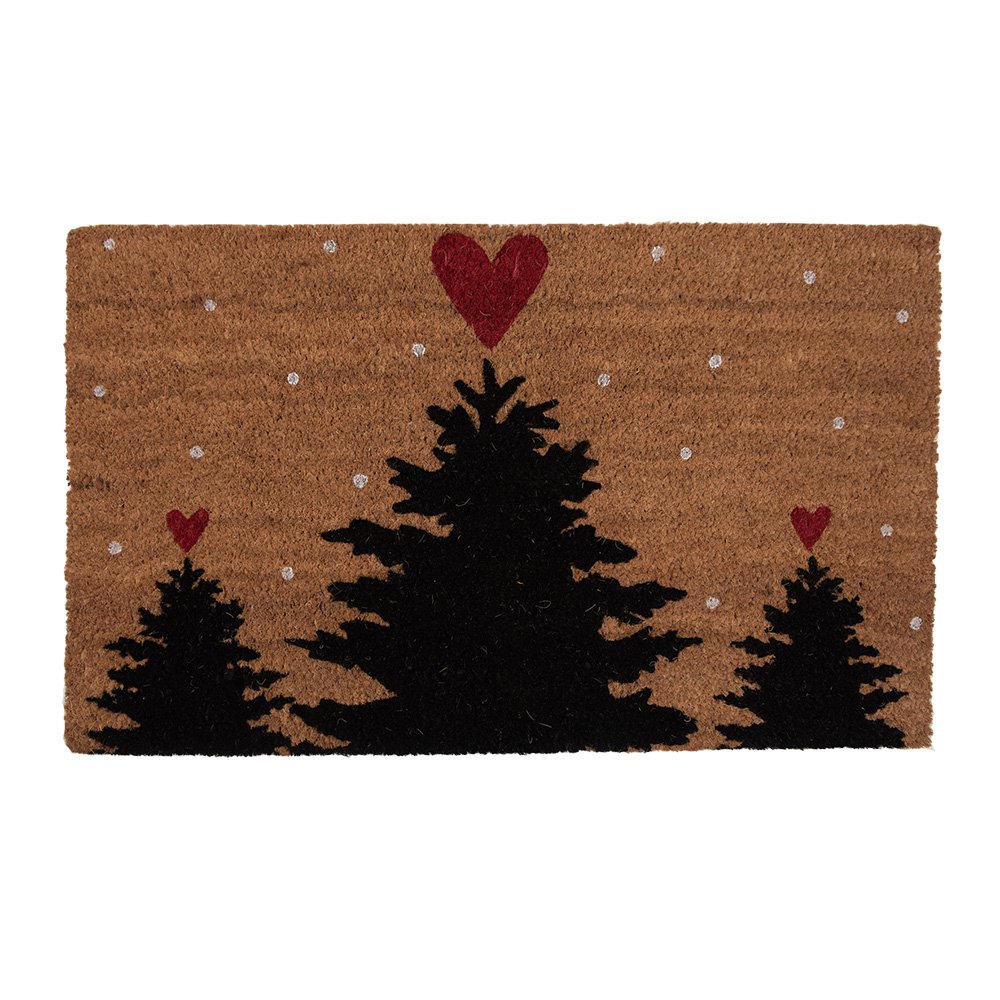 Deurmat 75x45 cm Bruin Kokos Kerstbomen Kokosmat