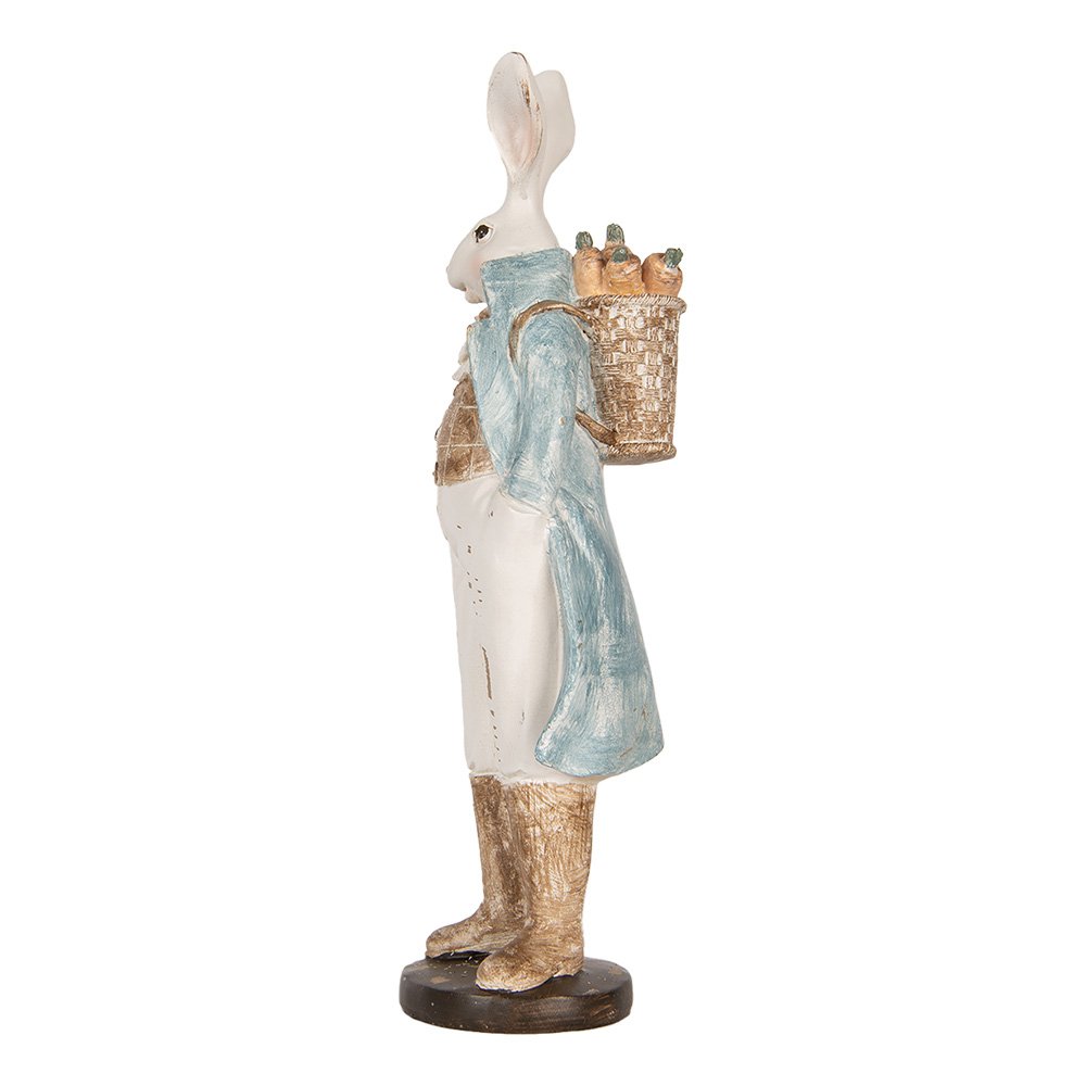 Decoratie Beeld Konijn 38 cm Wit Blauw Kunststof