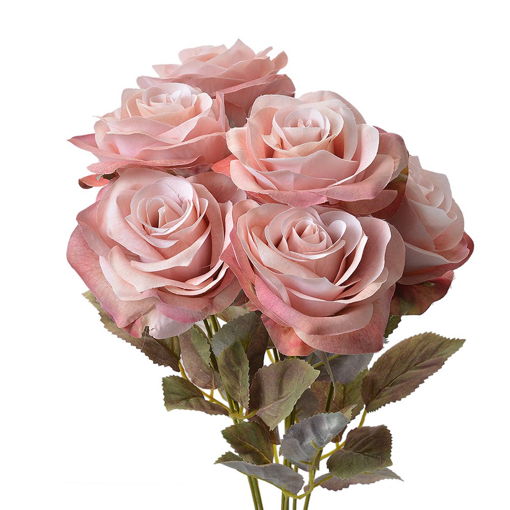Kunstbloem Roos 47 cm Roze Kunststof Kunstplant