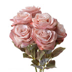 Kunstbloem Roos 47 cm Roze Kunststof Kunstplant