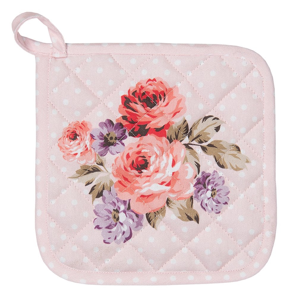 Pannenlap 20x20 cm Roze Paars Katoen Bloemen Afgiet Pannenlap