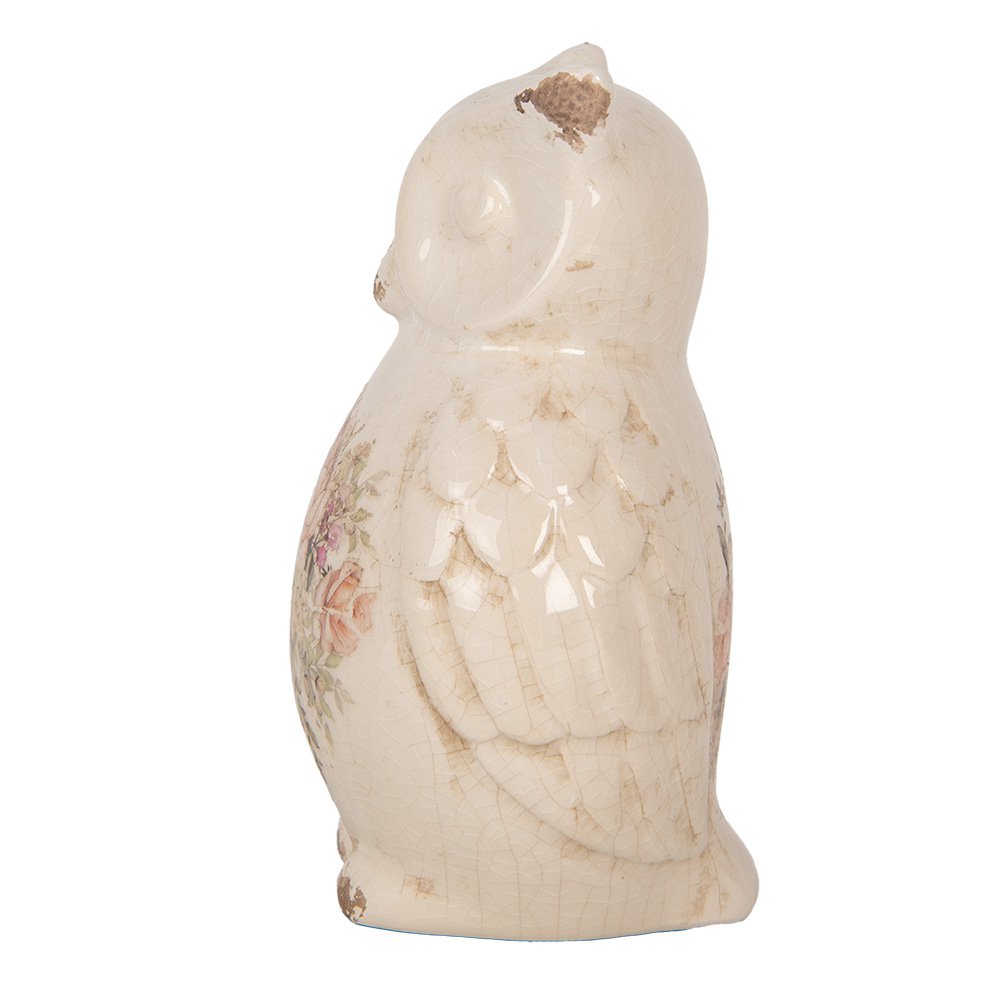 Decoratie Beeld Uil 11x10x17 cm Beige Roze Keramiek