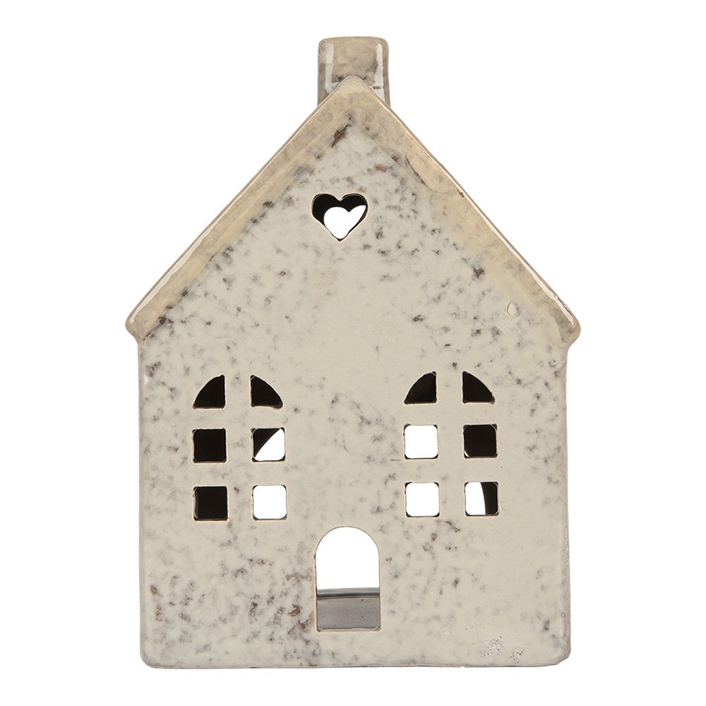 Waxinelichthouder Huis 11x7x16 cm Grijs Keramiek