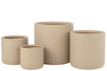J-Line bloempot Dune - keramiek - wit - set van 4