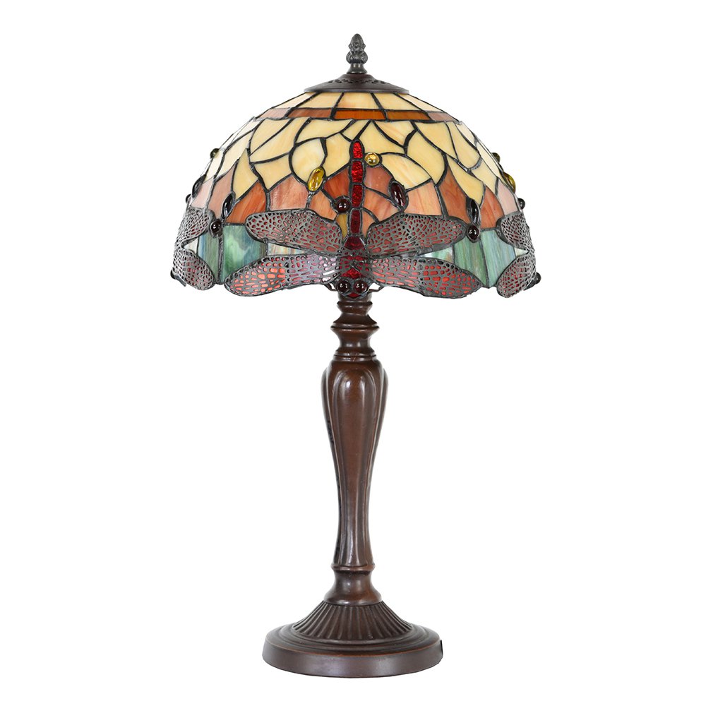 Tiffany Tafellamp Libelle Ø 30x53 cm Geel Glas Tiffany Bureaulamp