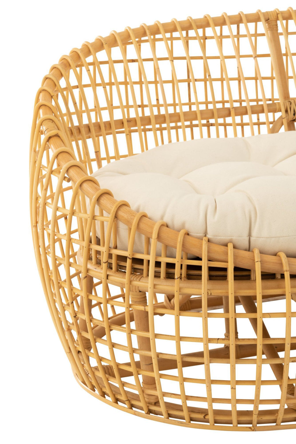 J-Line sofa Lise + kussen 2 Personen - rotan/textiel - naturel/wit