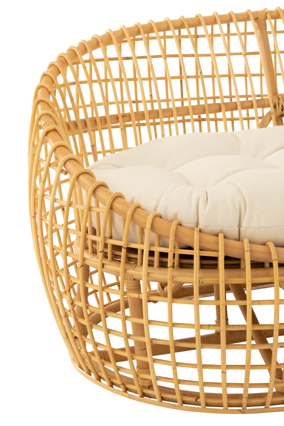 J-Line sofa Lise + kussen 2 Personen - rotan/textiel - naturel/wit