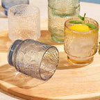 Glas 30cl blauwgrijs Flora - Set van 4