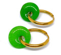 Roestvrijstalen creolen met Malaysian jade donut