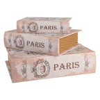 Opbergdoos Set van 3 Boeken 27 /22 /17 cm Beige Hout
