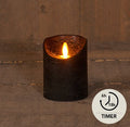 LED Wax stompkaars bewegende vlam 7,5x10cm zwart