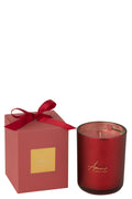 J-Line geurkaars Amour - Mimosa & Rose - glas - rood - large - 65U