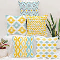 Kussenhoezen – polykatoen, geometrische Ikat-print, duurzaam – set van 5, 16x16 inch