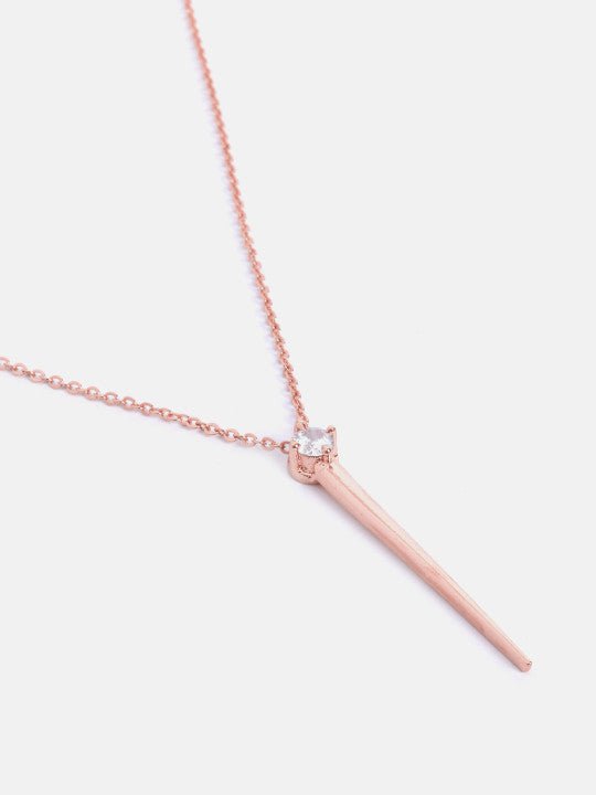 Handgemaakt sieraad – halsketting met hanger – roséverguld messing, kristallen accenten – individuele eenheid
