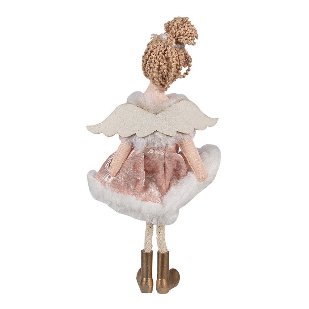 Decoratie Beeld Engel 18 cm Roze Katoen