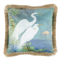 Kussen fluweel zilverreigers gouden franjes 45x45cm*