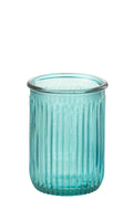 J-Line vaas Stripe - glas - blauw - Ø 14.5 cm