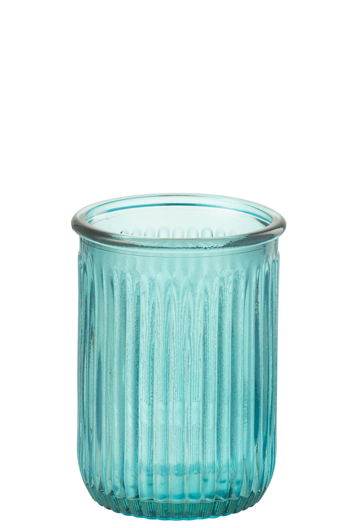 J-Line vaas Stripe - glas - blauw - Ø 14.5 cm