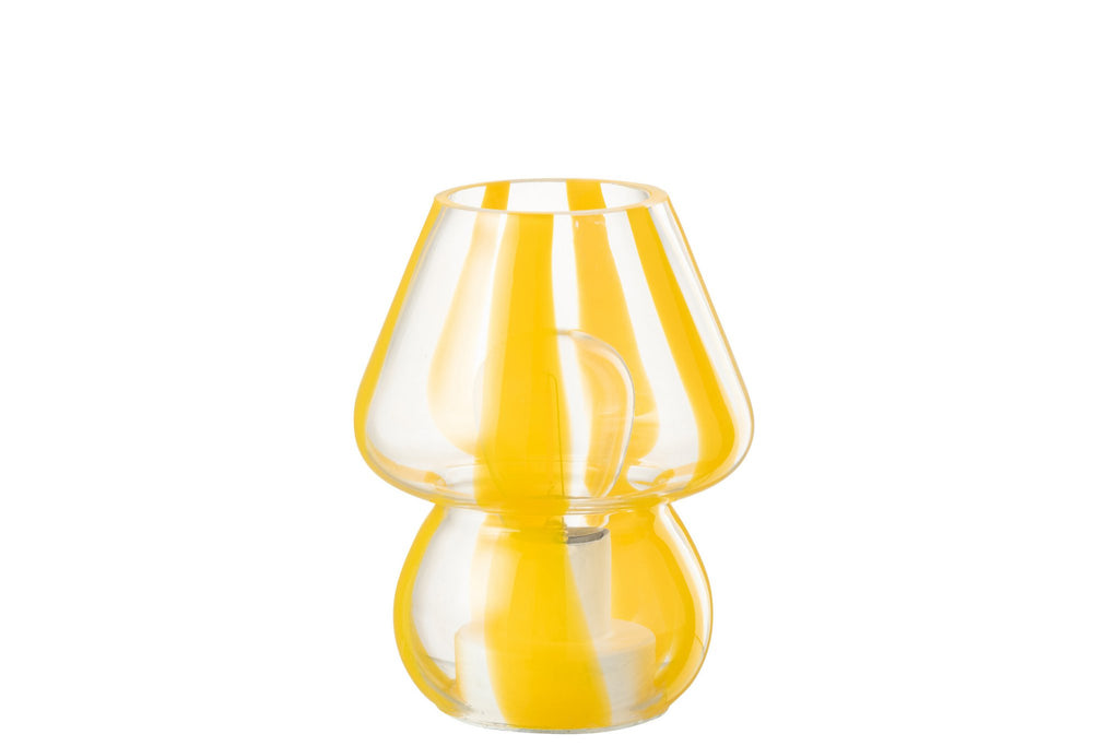J-Line Tafellamp Strepen Glas Transparant/Geel Small